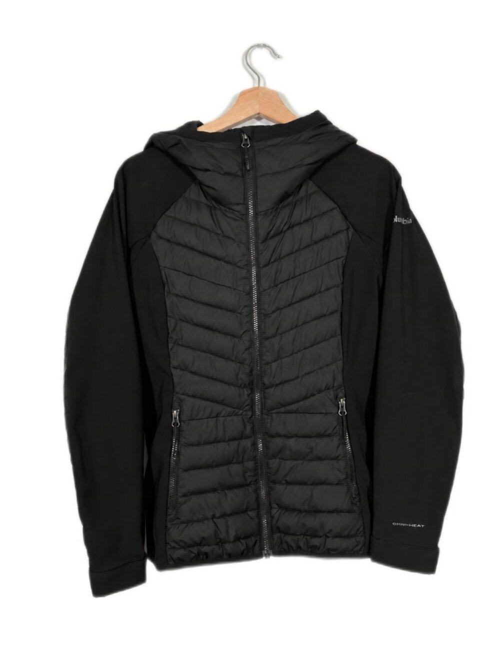 Columbia Women's Powder Lite Hybrid Hooded Jacket Size S Black Utility Outdoor